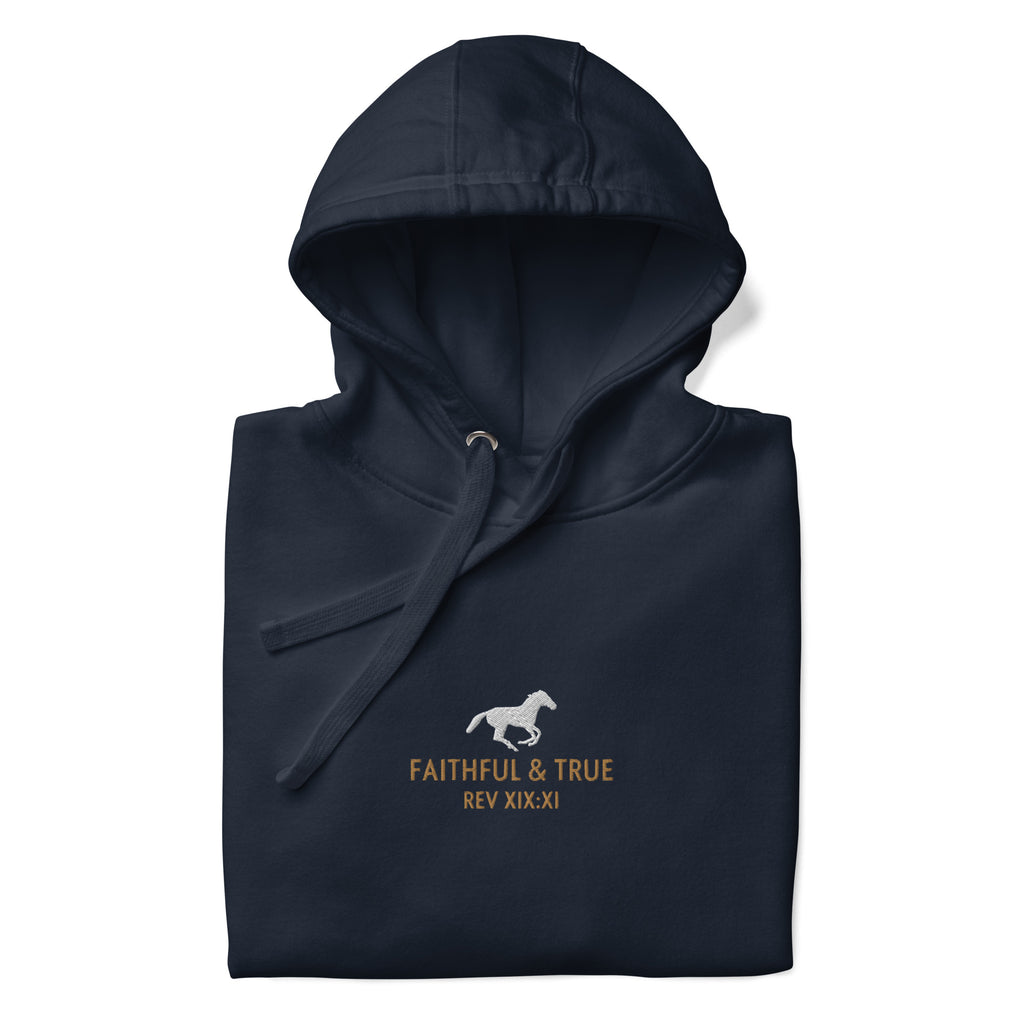 Faithful-and-true-embroidered-christian-hoodie-navy-folded