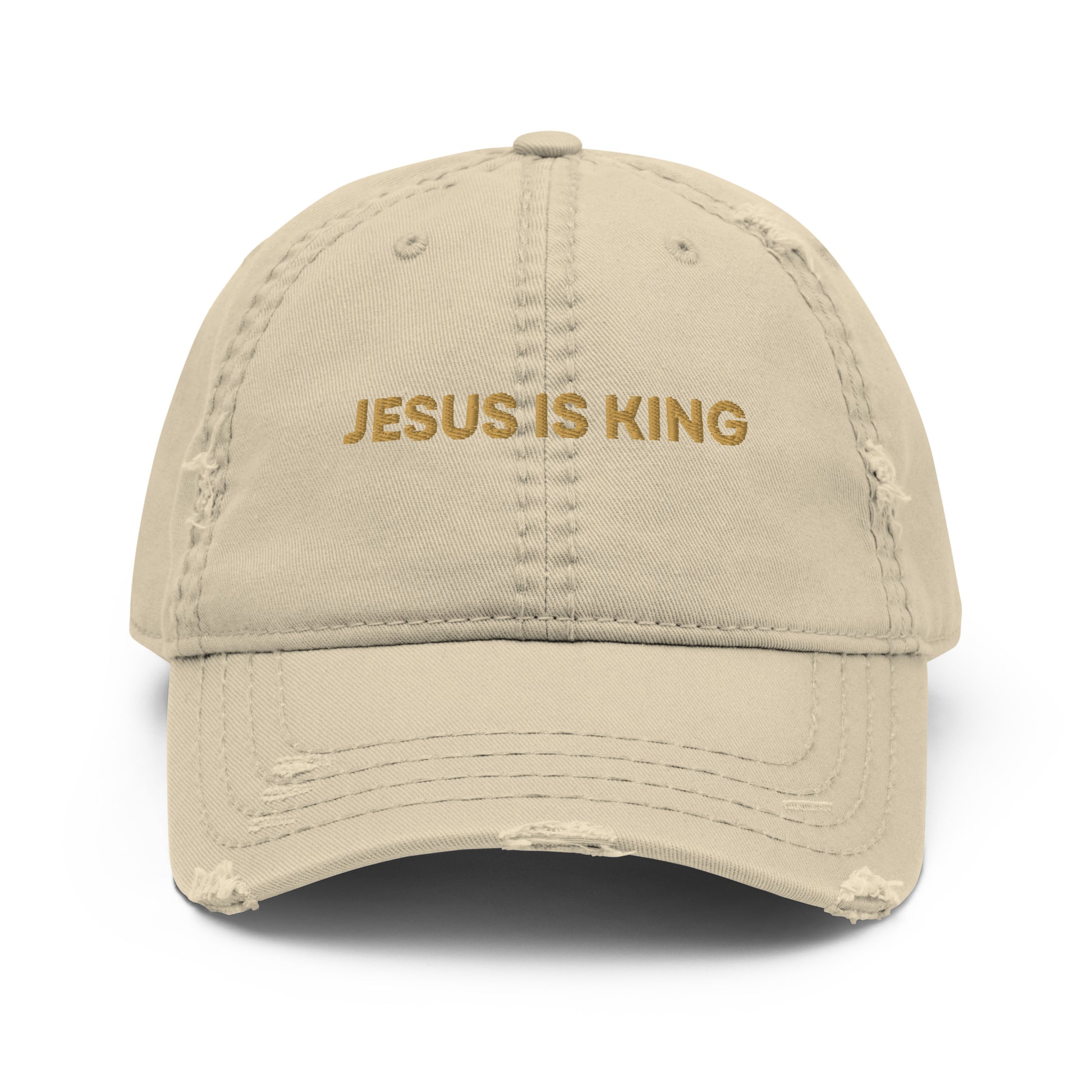 jesus-is-king-embroidered-christian-cap-khaki-front
