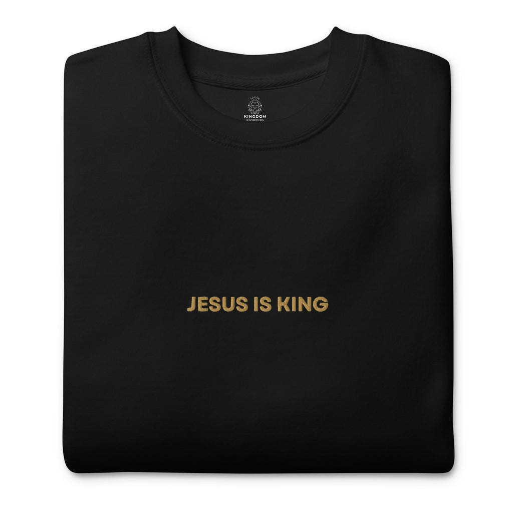 jesus-is-king-embroidered-christian-sweatshirt-black-folded