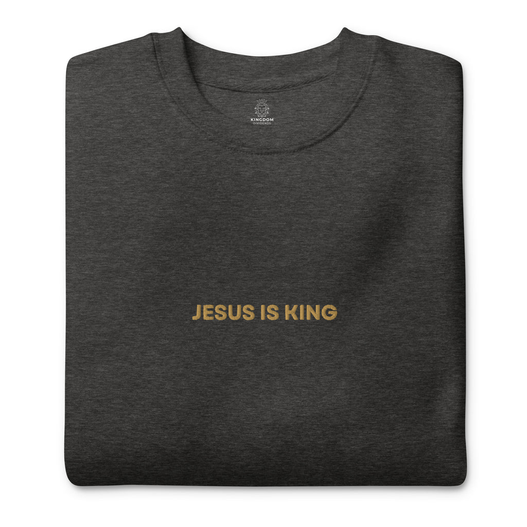 jesus-is-king-embroidered-christian-sweatshirt-charcoal-folded