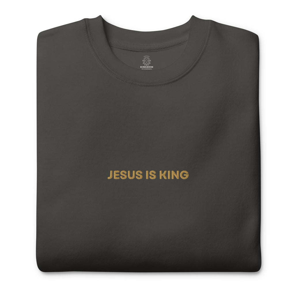 jesus-is-king-embroidered-christian-sweatshirt-grey-folded