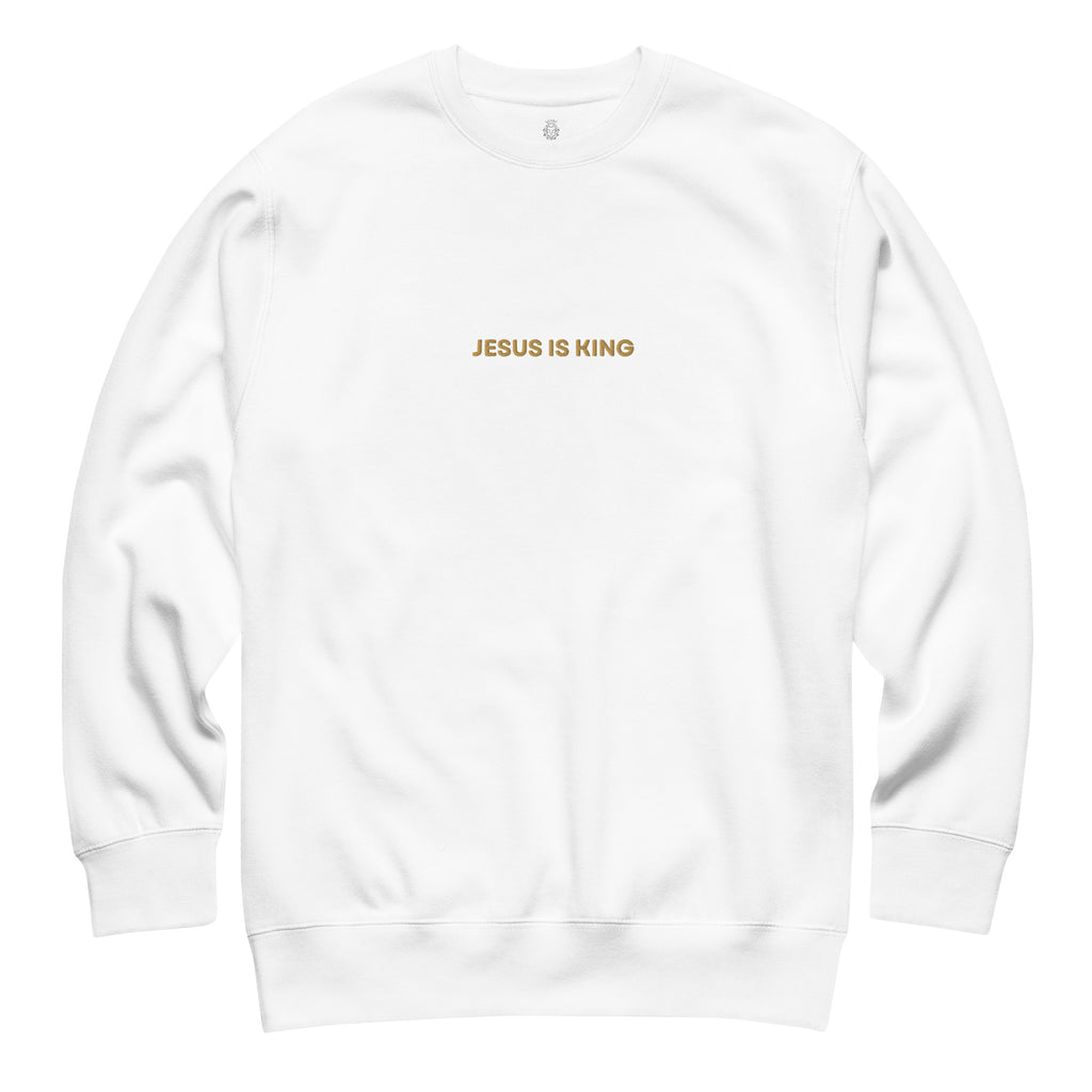 jesus-is-king-embroidered-christian-sweatshirt-white-flat