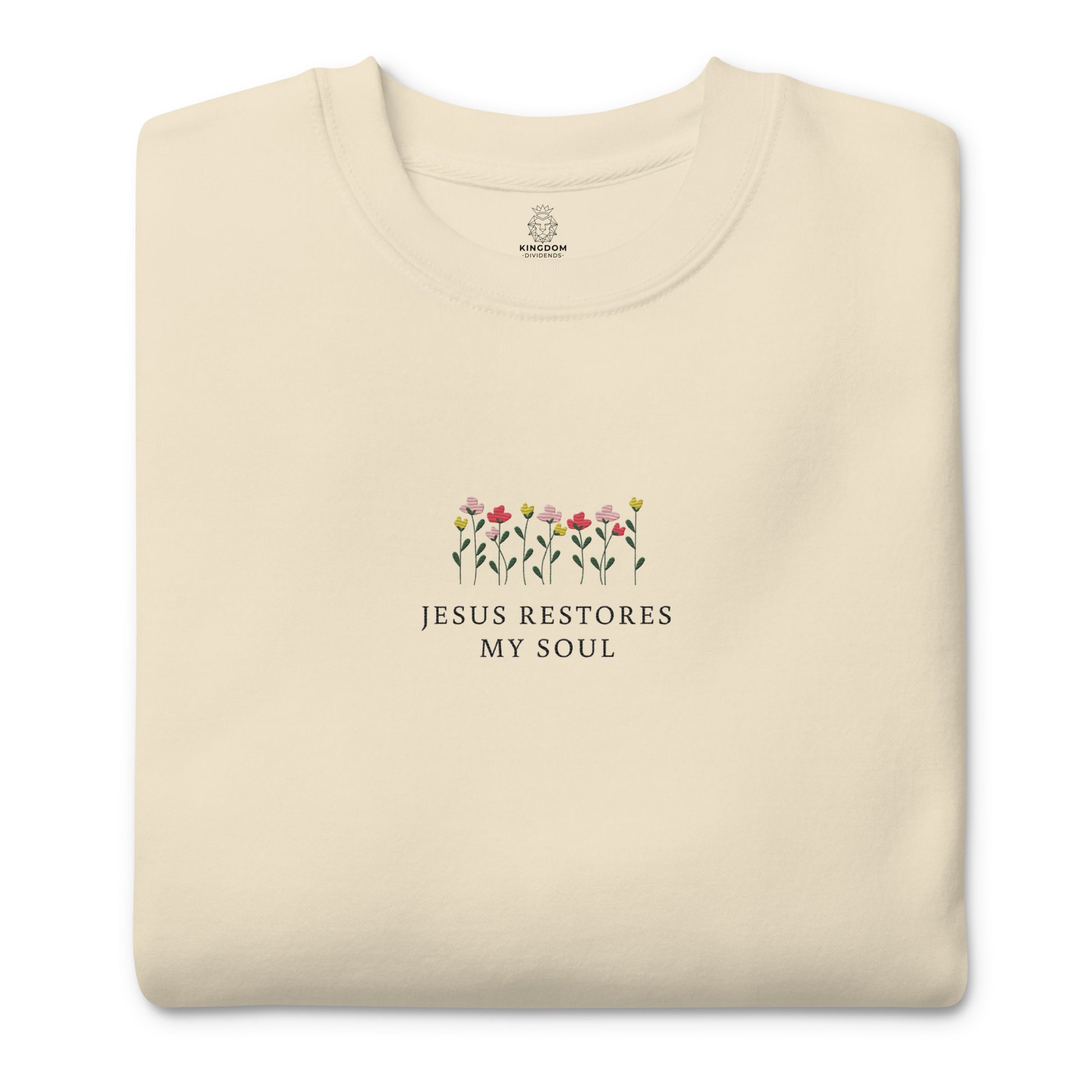jesus-restores-my-soul-embroidered-christian-sweatshirt-beige-folded