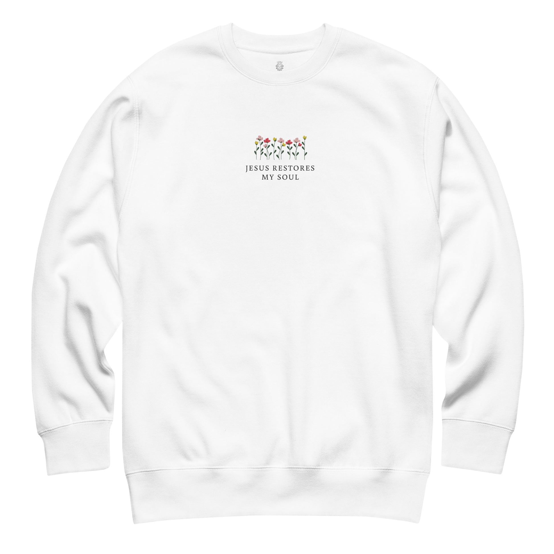 jesus-restores-my-soul-embroidered-christian-sweatshirt-white-flat