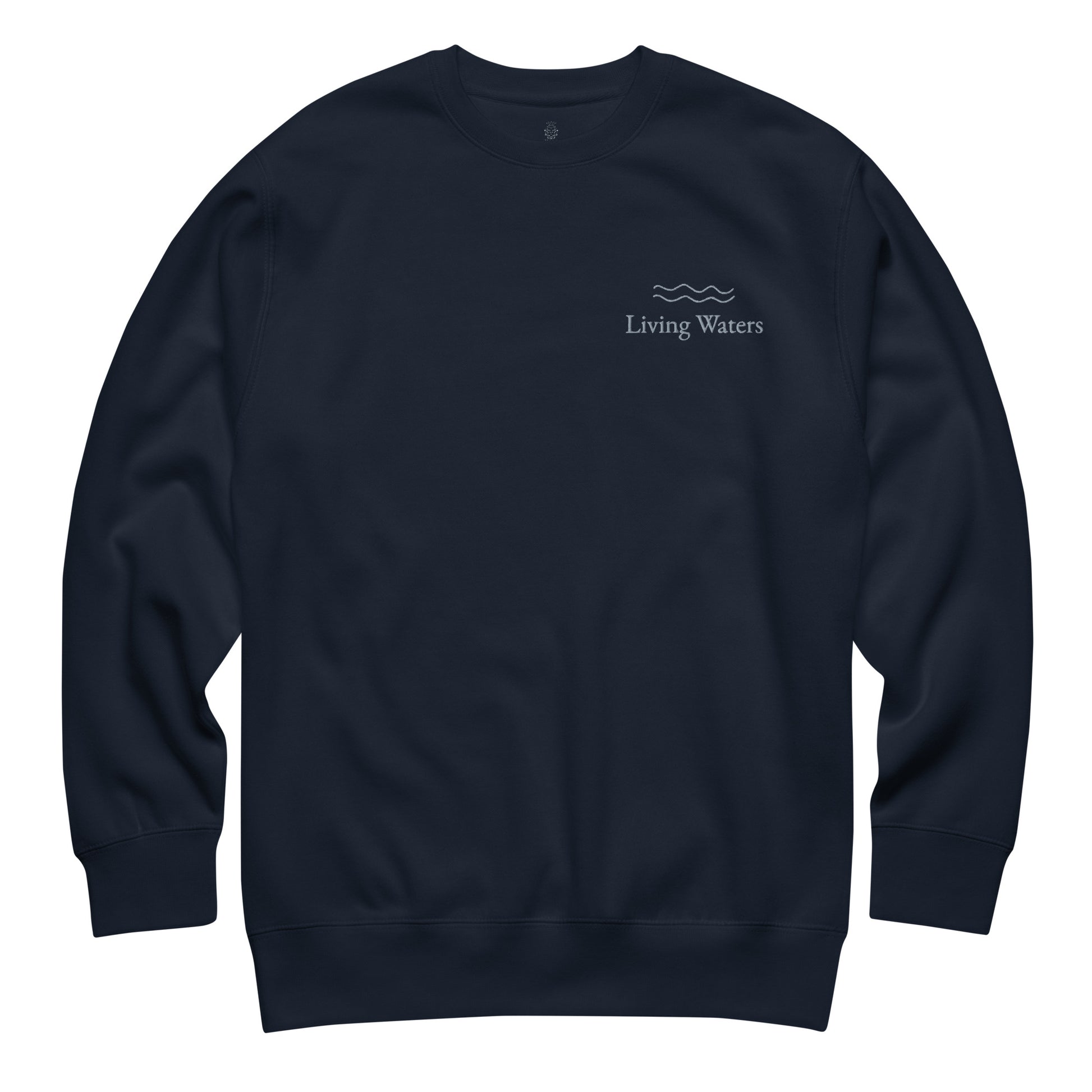living-waters-embroidered-christian-sweatshirt-navy-flat