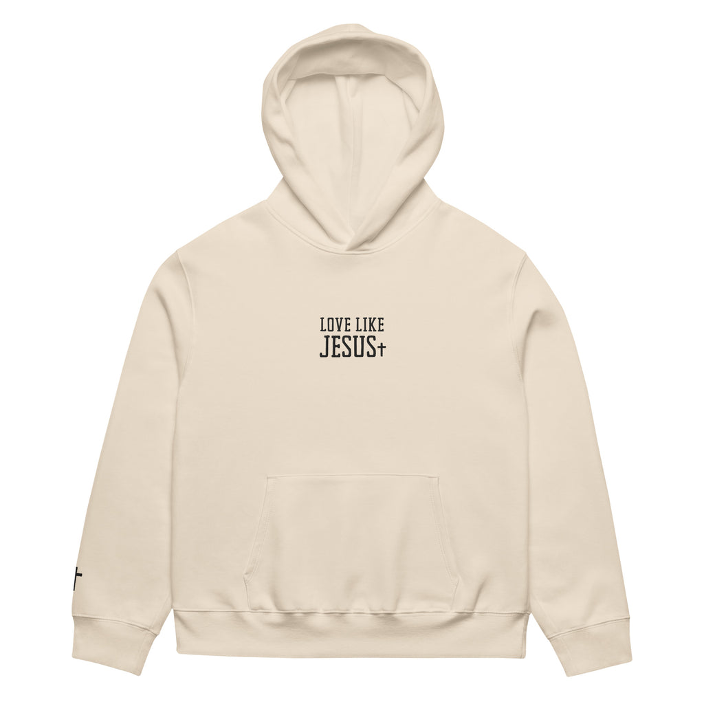 love-like-jesus-2-embroidered-christian-hoodie-beige-front