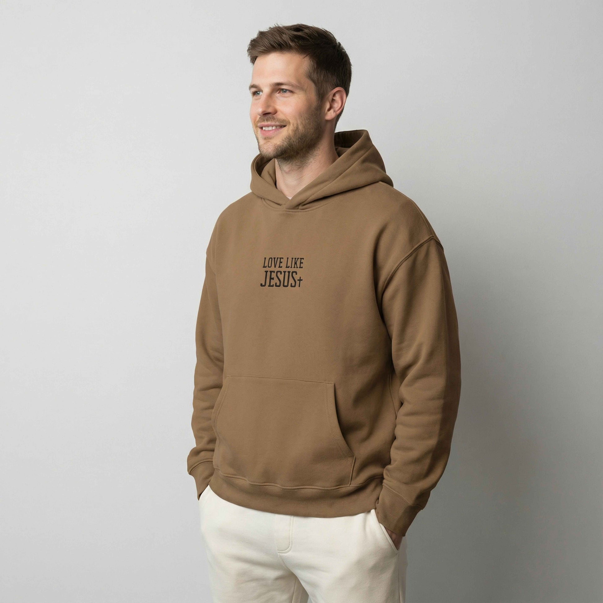 love-like-jesus-2-embroidered-christian-hoodie-brown-man-left