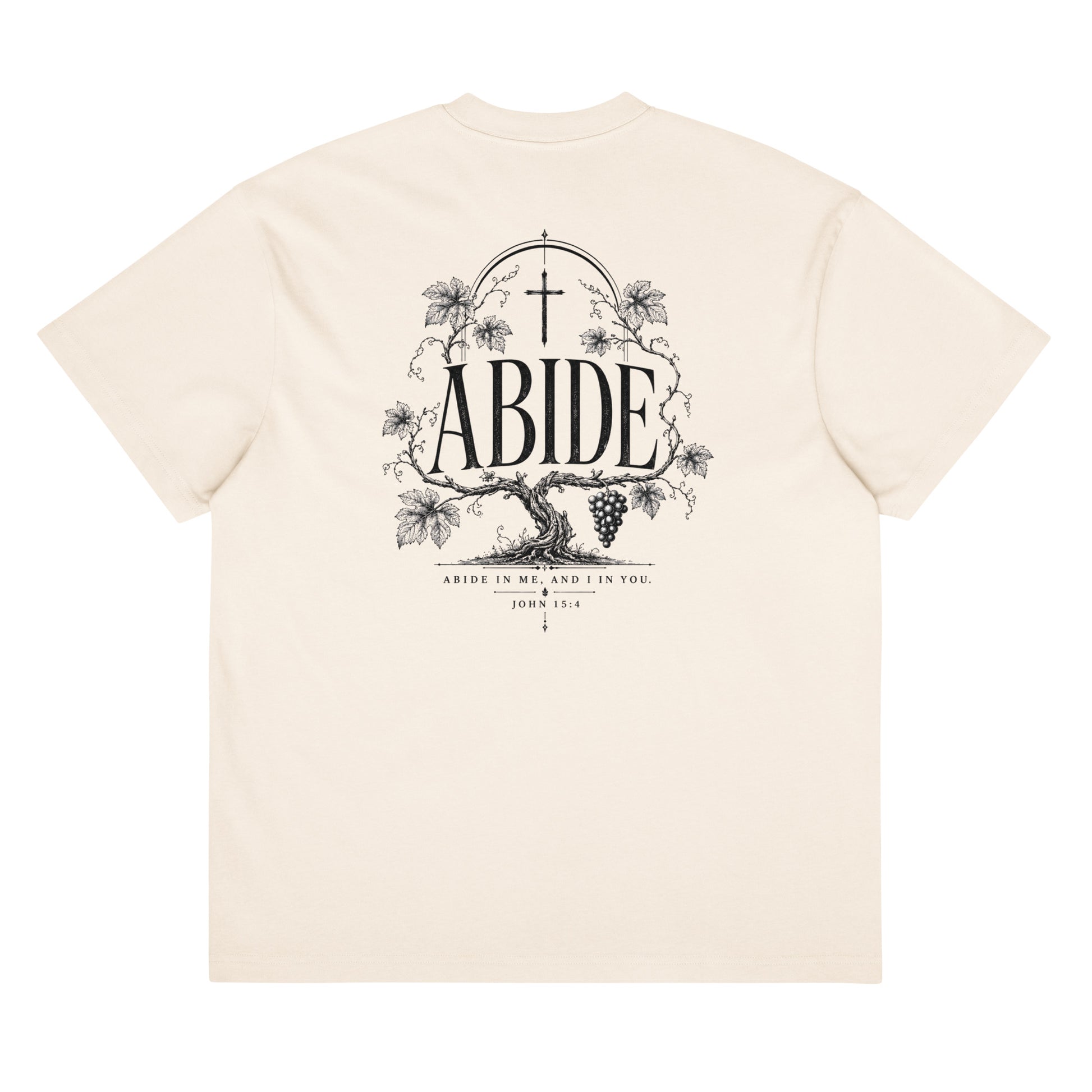 Abide Oversized T-Shirt in Vintage White back — John 15 vine and branches faith apparel