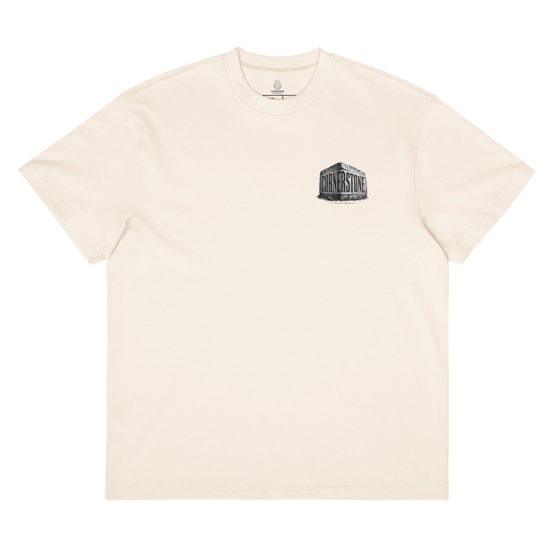 Cornerstone Oversized T-Shirt in Vintage White front — Kingdom Dividends Christian streetwear