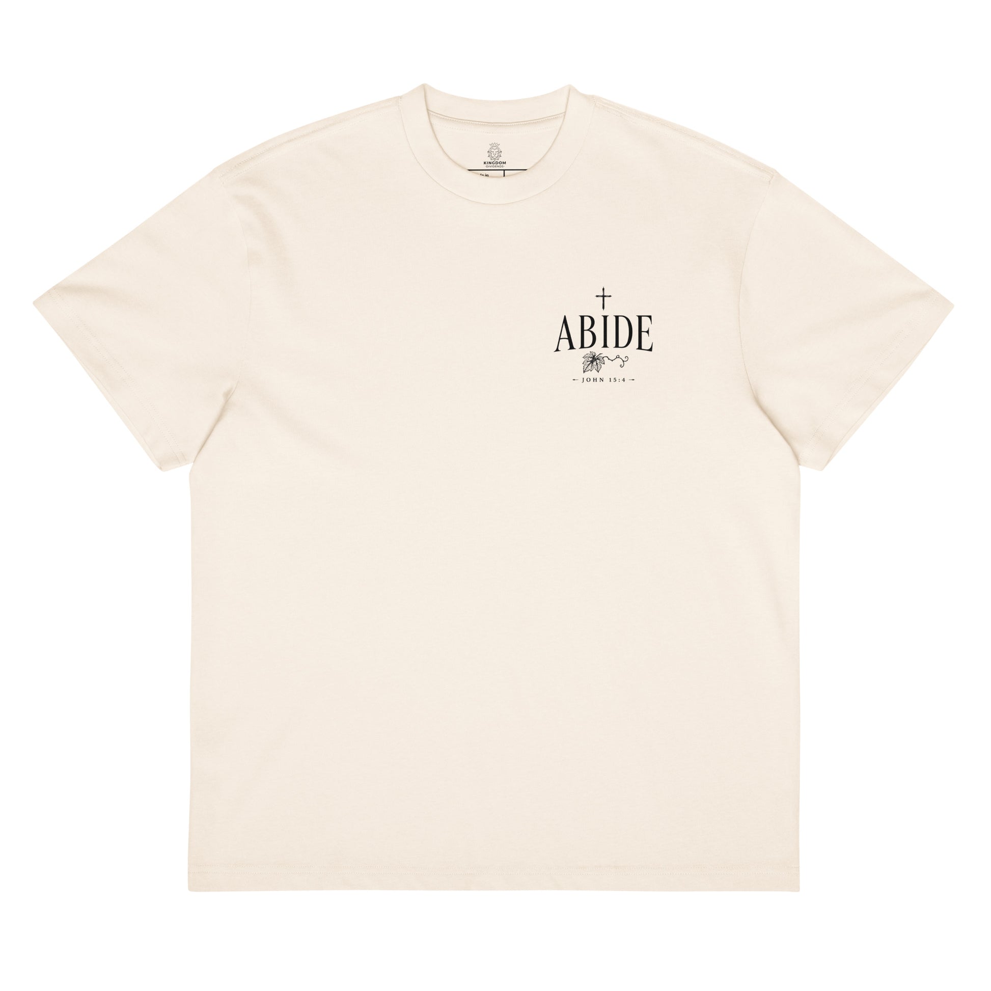 Abide Oversized T-Shirt in Vintage White front — Kingdom Dividends Christian streetwear