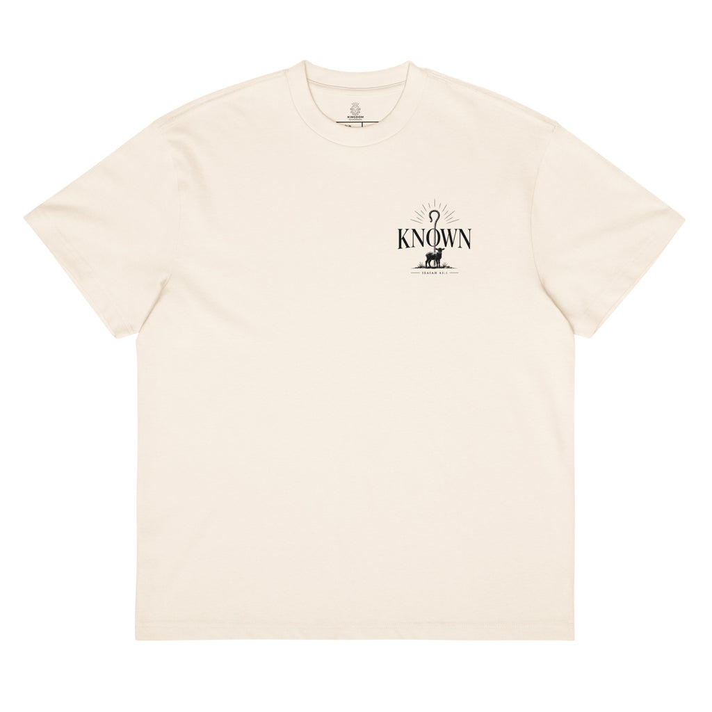Known Oversized T-Shirt in Vintage White front — Kingdom Dividends Christian streetwear