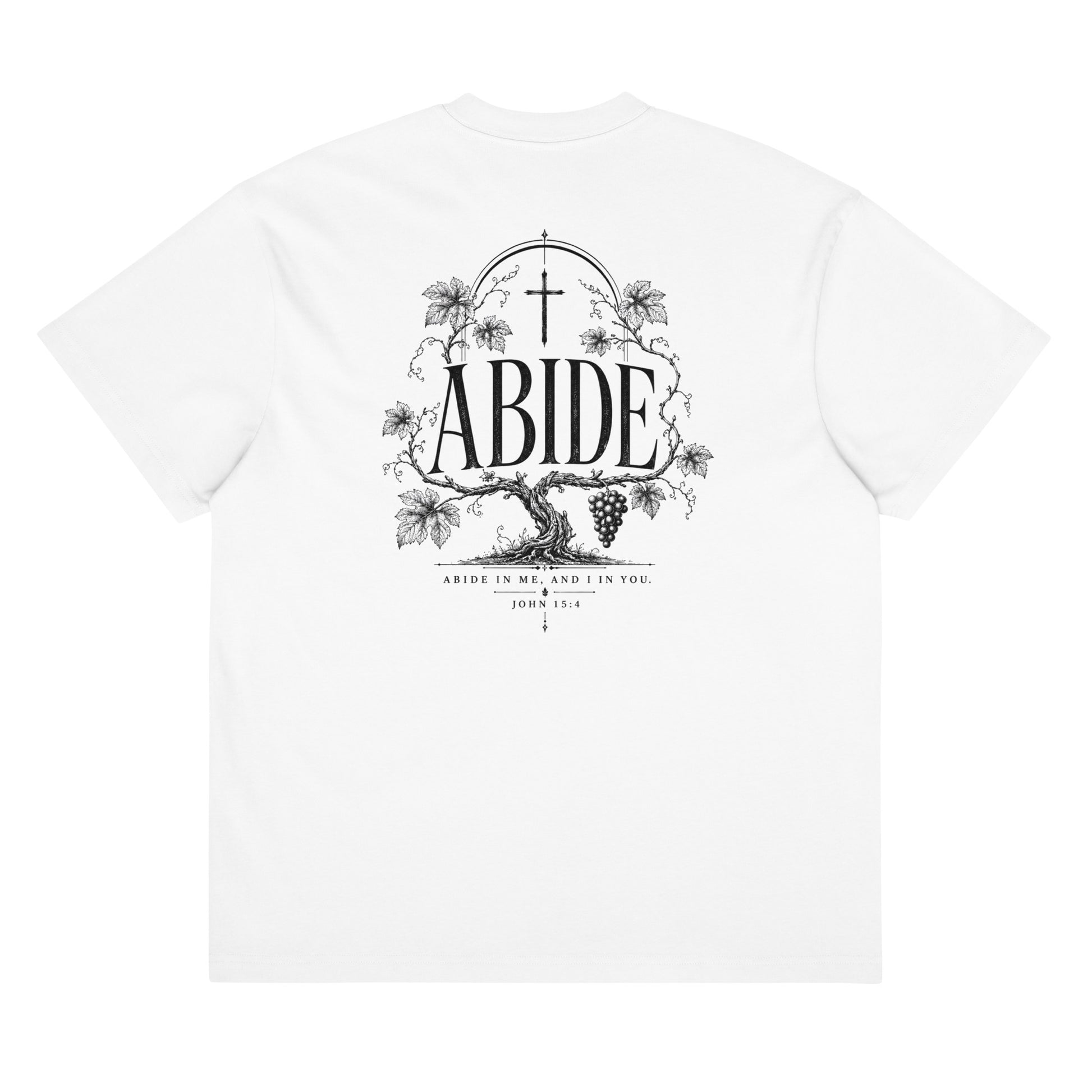 Abide Oversized T-Shirt in White back — Kingdom Dividends faith clothing