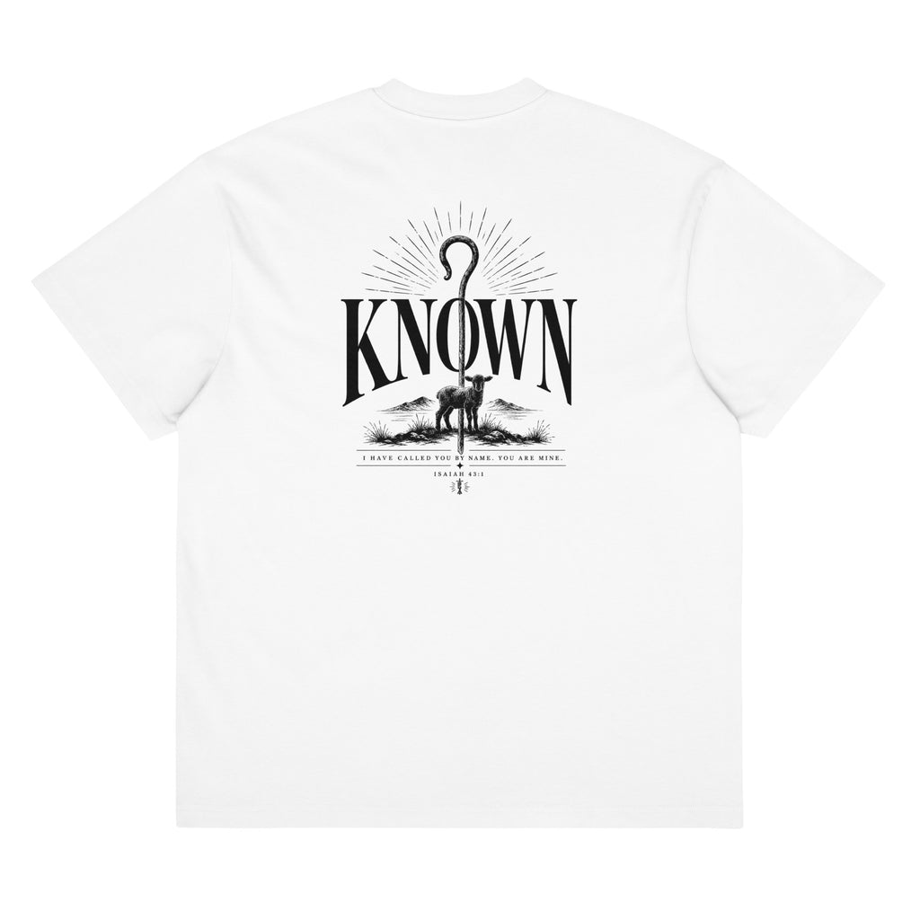 Known Oversized T-Shirt in White back — Kingdom Dividends Christian clothing
