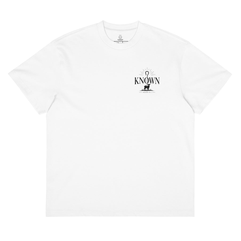 Known Oversized T-Shirt in White front — premium heavyweight cotton faith streetwear