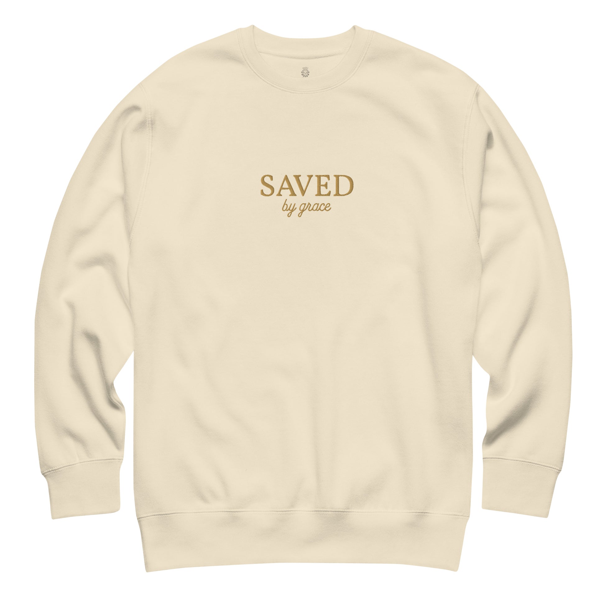 saved-by-grace-embroidered-christian-sweatshirt-beige-flat