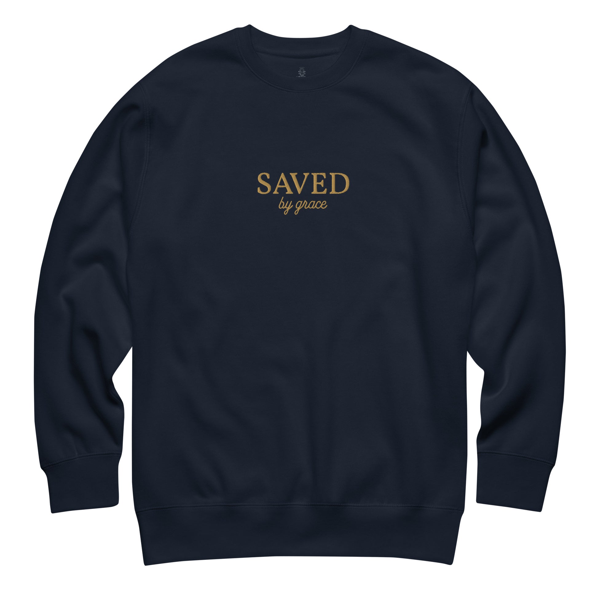 saved-by-grace-embroidered-christian-sweatshirt-navy-flat