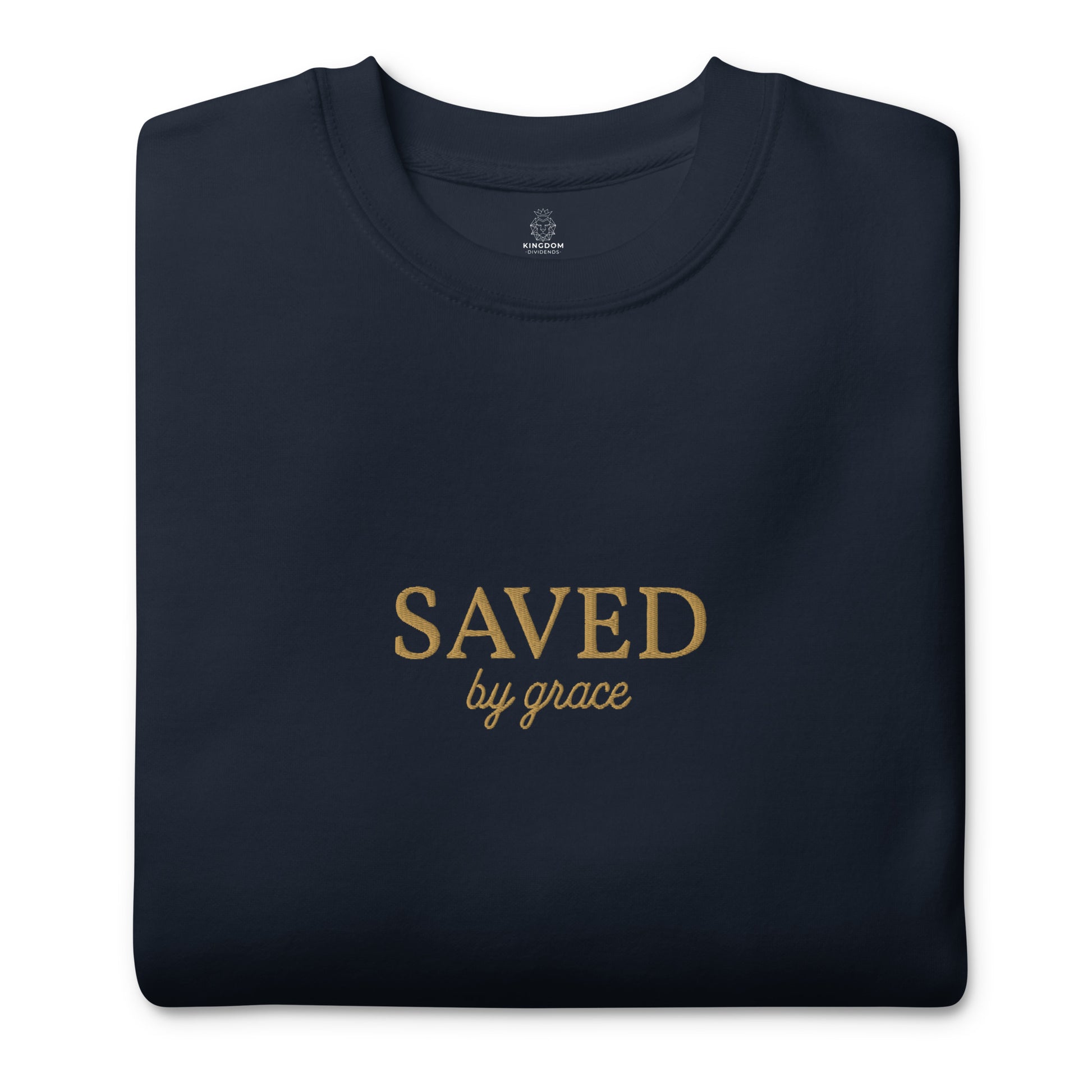 saved-by-grace-embroidered-christian-sweatshirt-navy-folded
