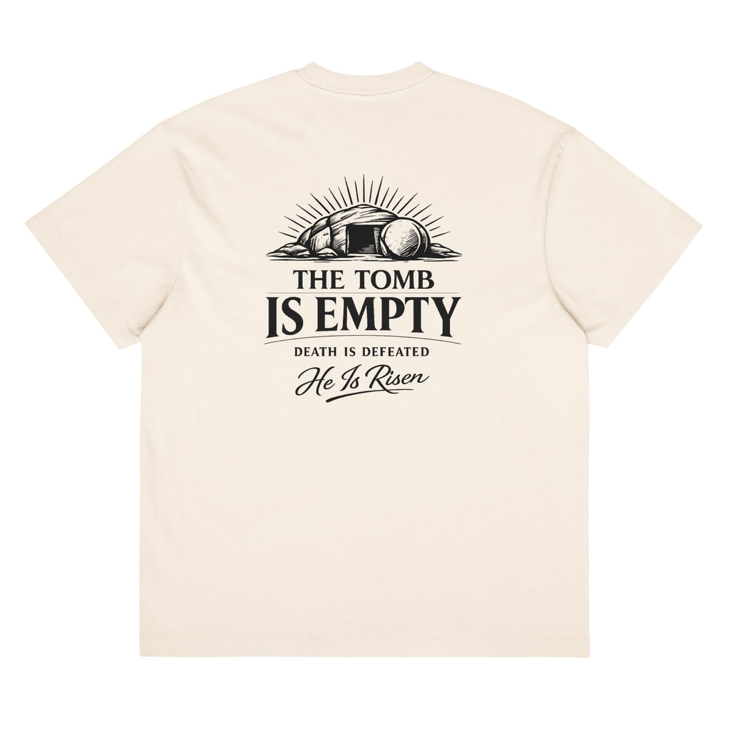 the-tomb-is-empty-christian-oversized-t-shirt-beige-back