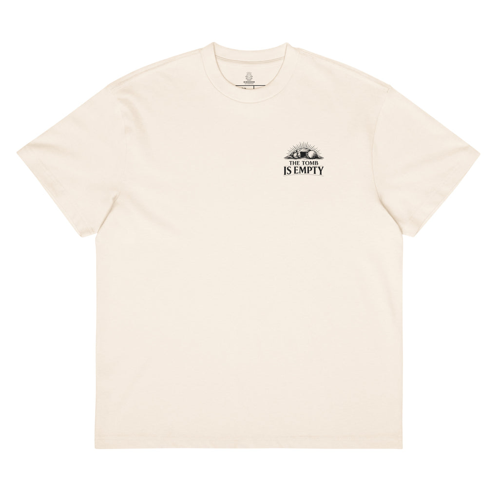 the-tomb-is-empty-christian-oversized-t-shirt-beige-front
