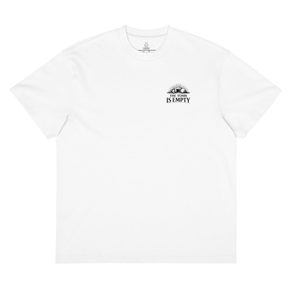 the-tomb-is-empty-christian-oversized-t-shirt-white-front