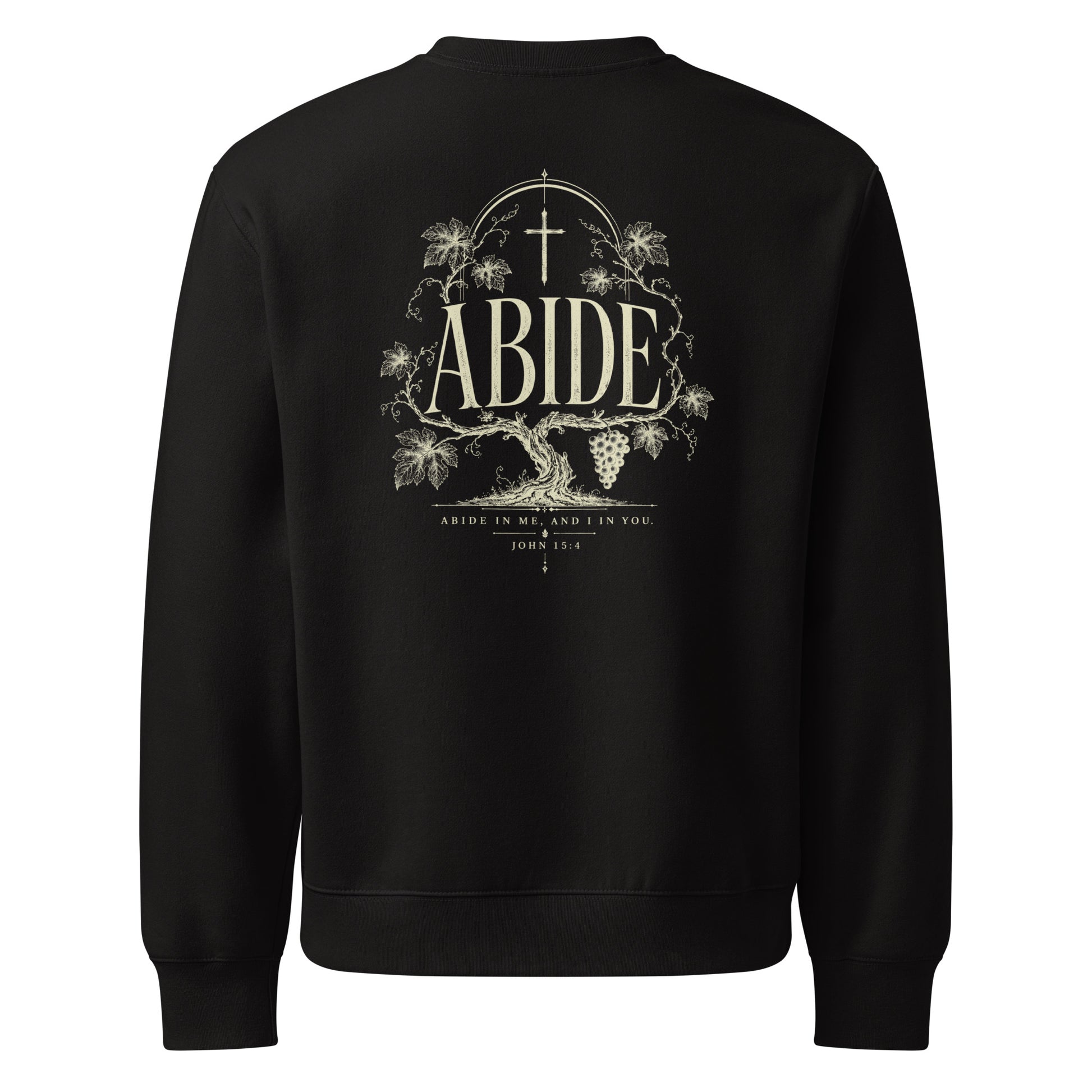 Abide Oversized Sweatshirt in Black back — Kingdom Dividends Christian streetwear