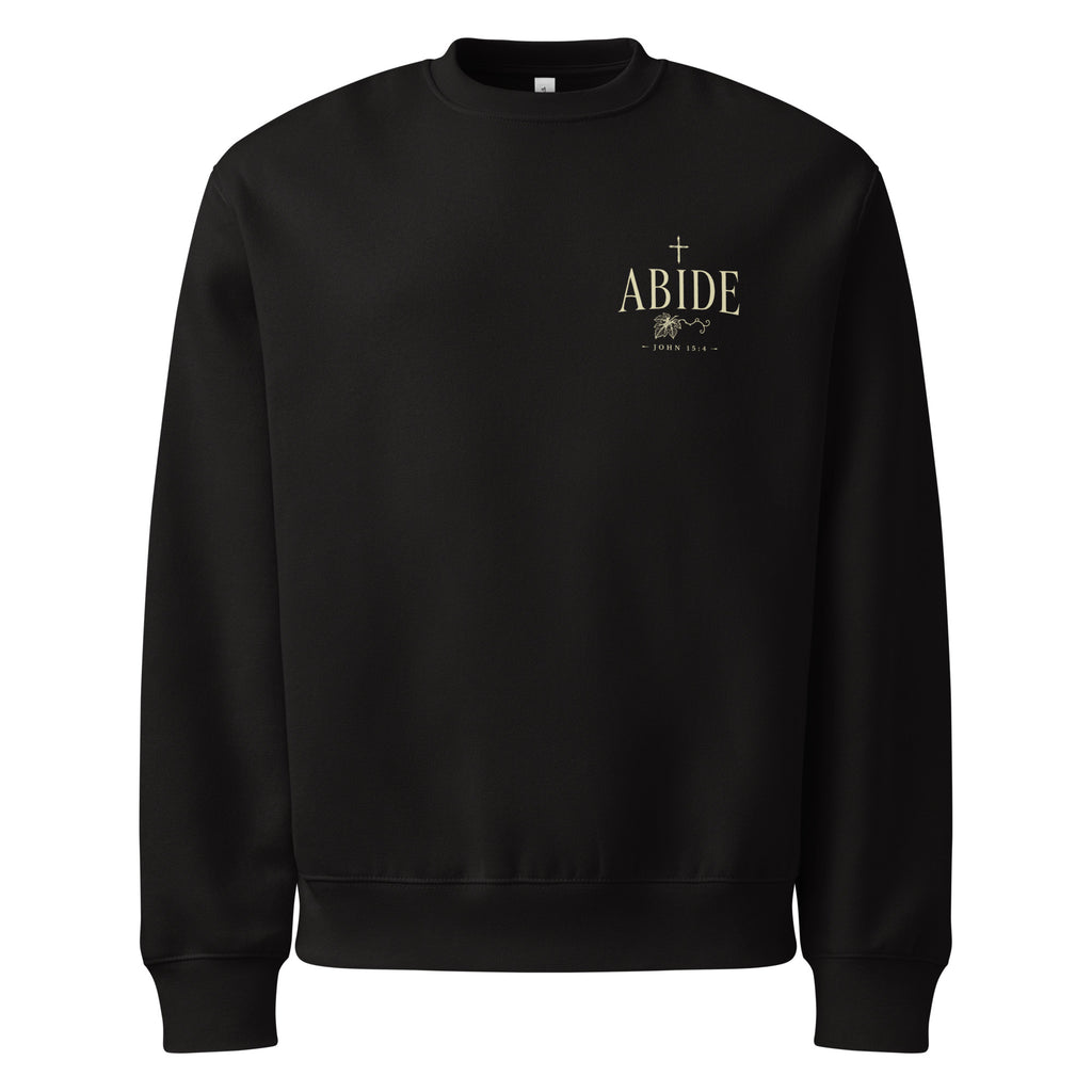 Abide Oversized Sweatshirt in Black front — John 15 vine and branches faith apparel