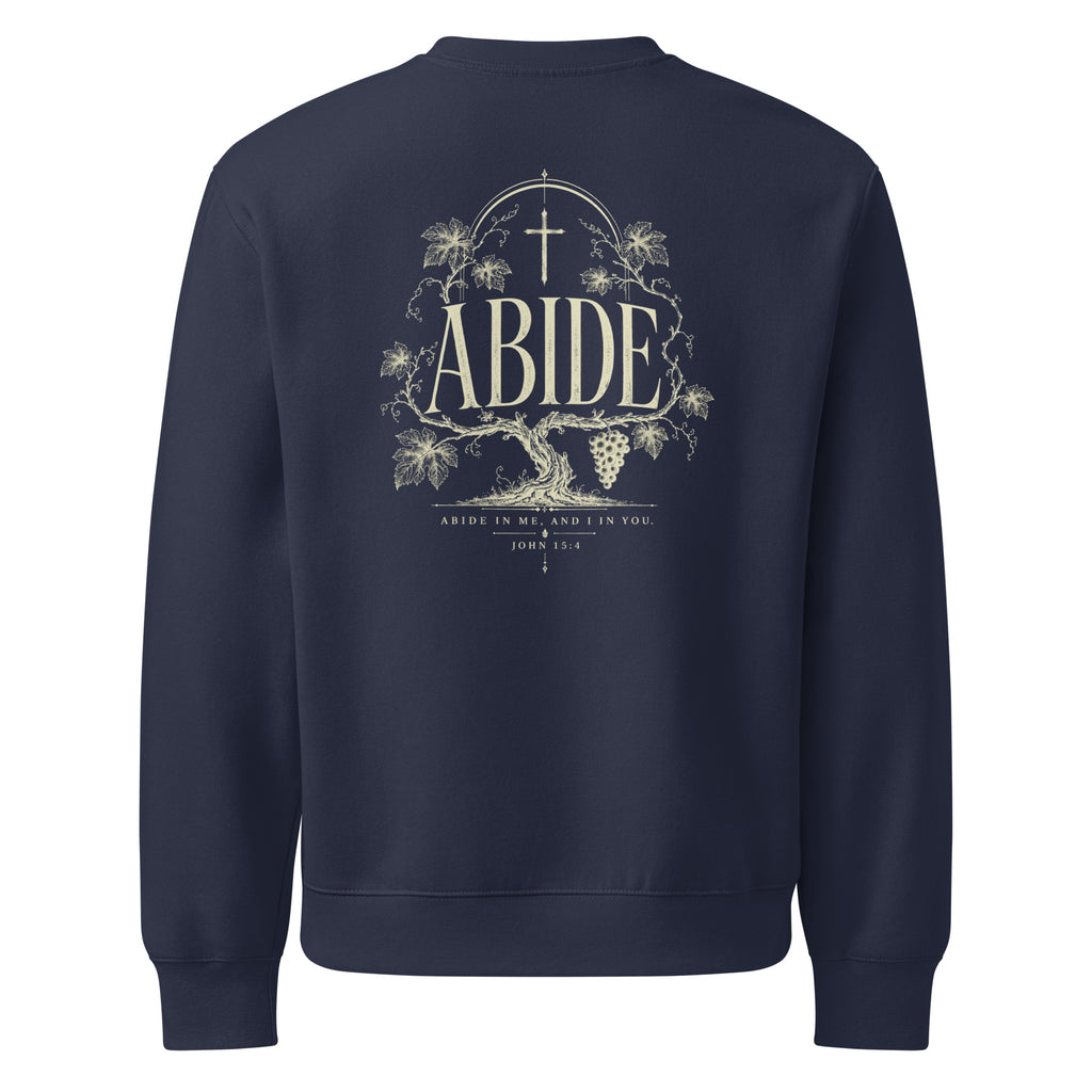 Abide Oversized Sweatshirt in Navy back — John 15 oversized Christian sweatshirt
