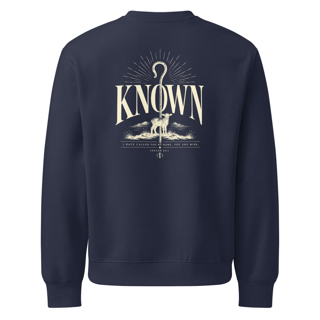 Known Oversized Sweatshirt in Navy back — Psalm 139 oversized Christian sweatshirt