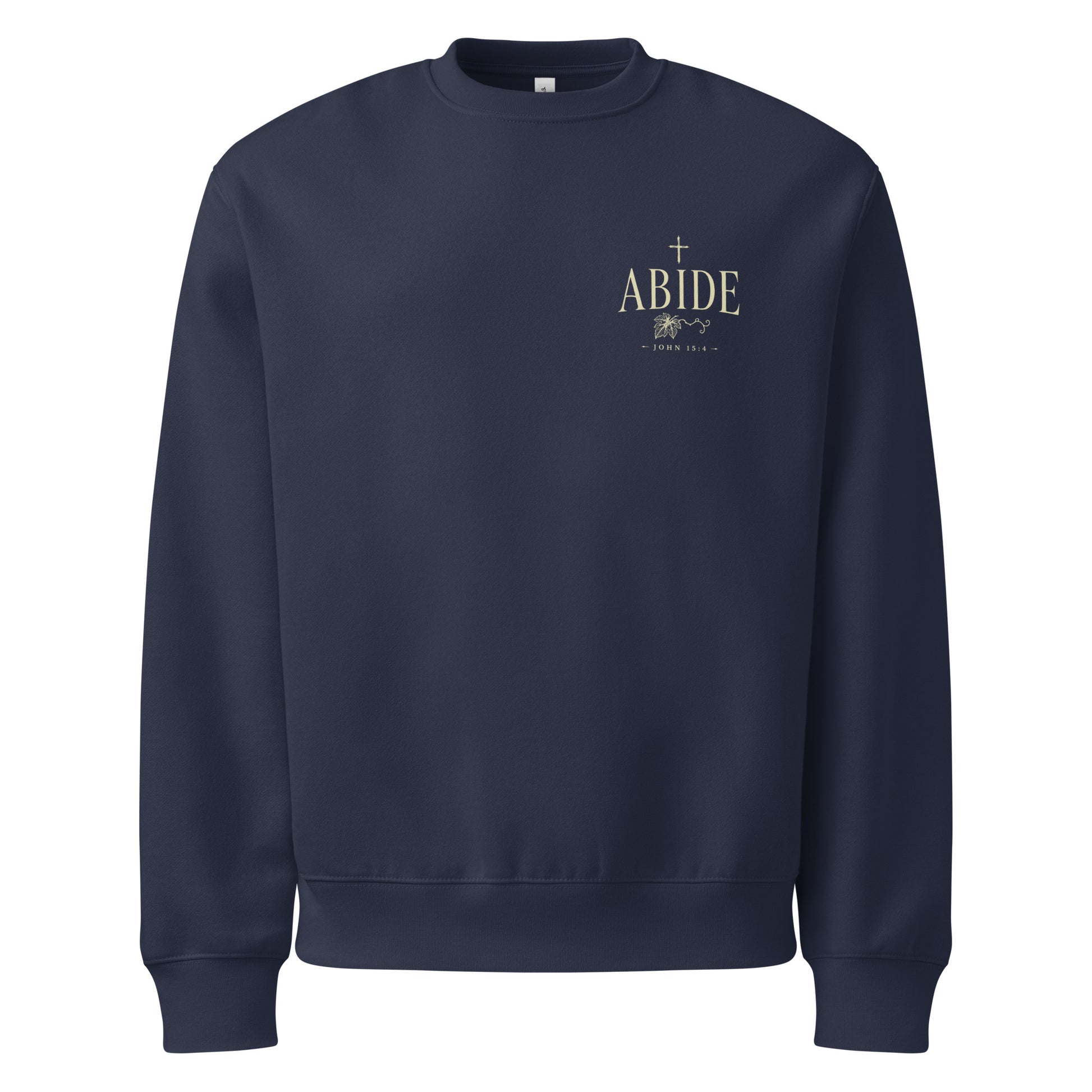 Abide Oversized Sweatshirt in Navy front — premium faith sweatshirt by Kingdom Dividends