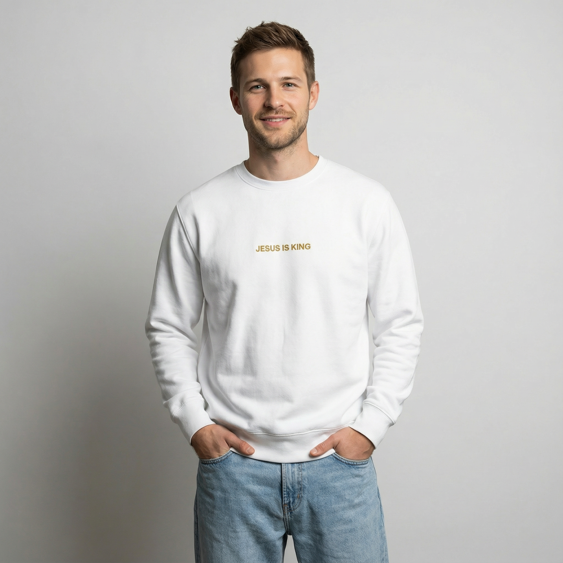 Jesus is King Embroidered Sweatshirt